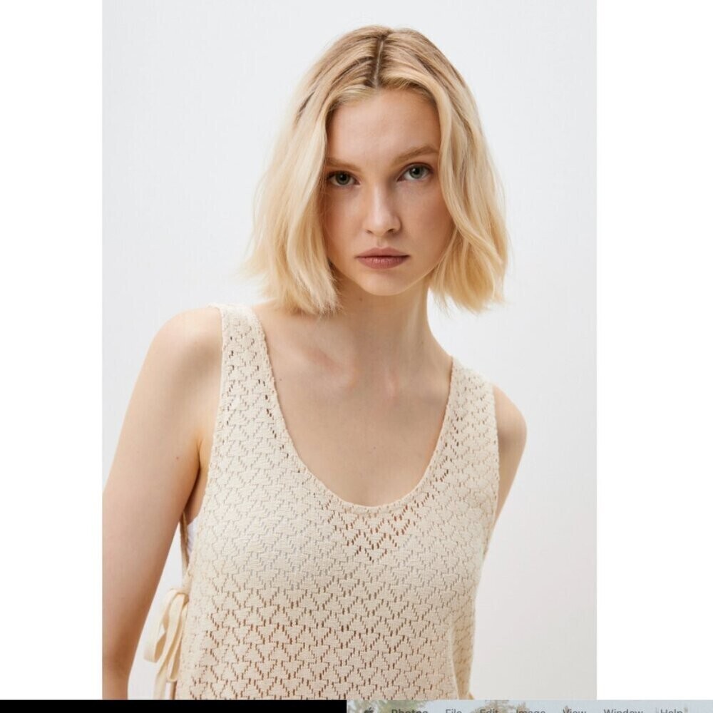 Roxy Beach Journey Knit Crochet Dress NWT Cream Size Small - Picture 7 of 13